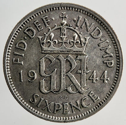 1944 George VI Sixpence Silver Coin | Fine Collectable Grade