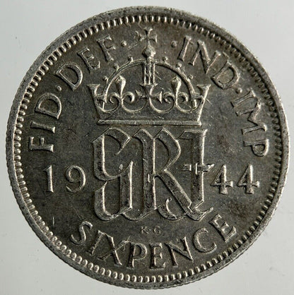 1944 George VI Sixpence Silver Coin | Fine Collectable Grade