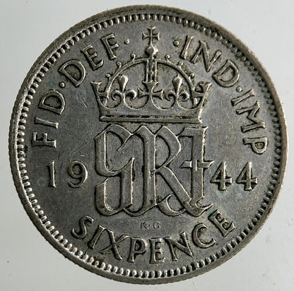 1944 George VI Sixpence Silver Coin | Fine Collectable Grade
