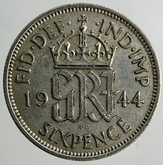 1944 George VI Sixpence Silver Coin | Very High Grade