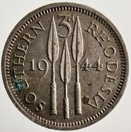 1944 Rhodesia Africa Threepence Silver Coin | Fine Collectable Grade | a3622