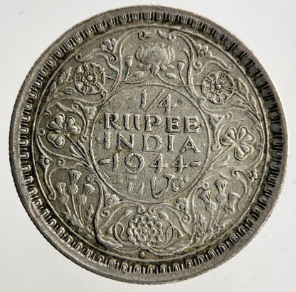 1944 India Quarter 1/4 Rupee Silver Coin | Fine Collectable Grade