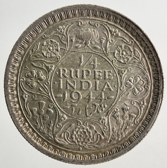 1944 India Quarter 1/4 Rupee Silver Coin | Very High Grade