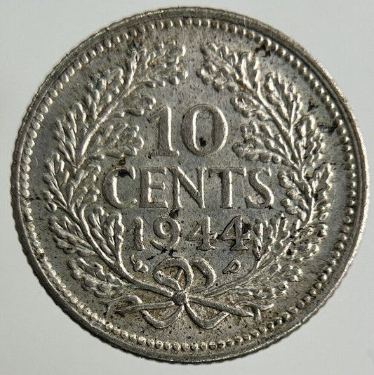 1944 Netherlands 10 Cents Silver Coin | Fine Collectable Grade