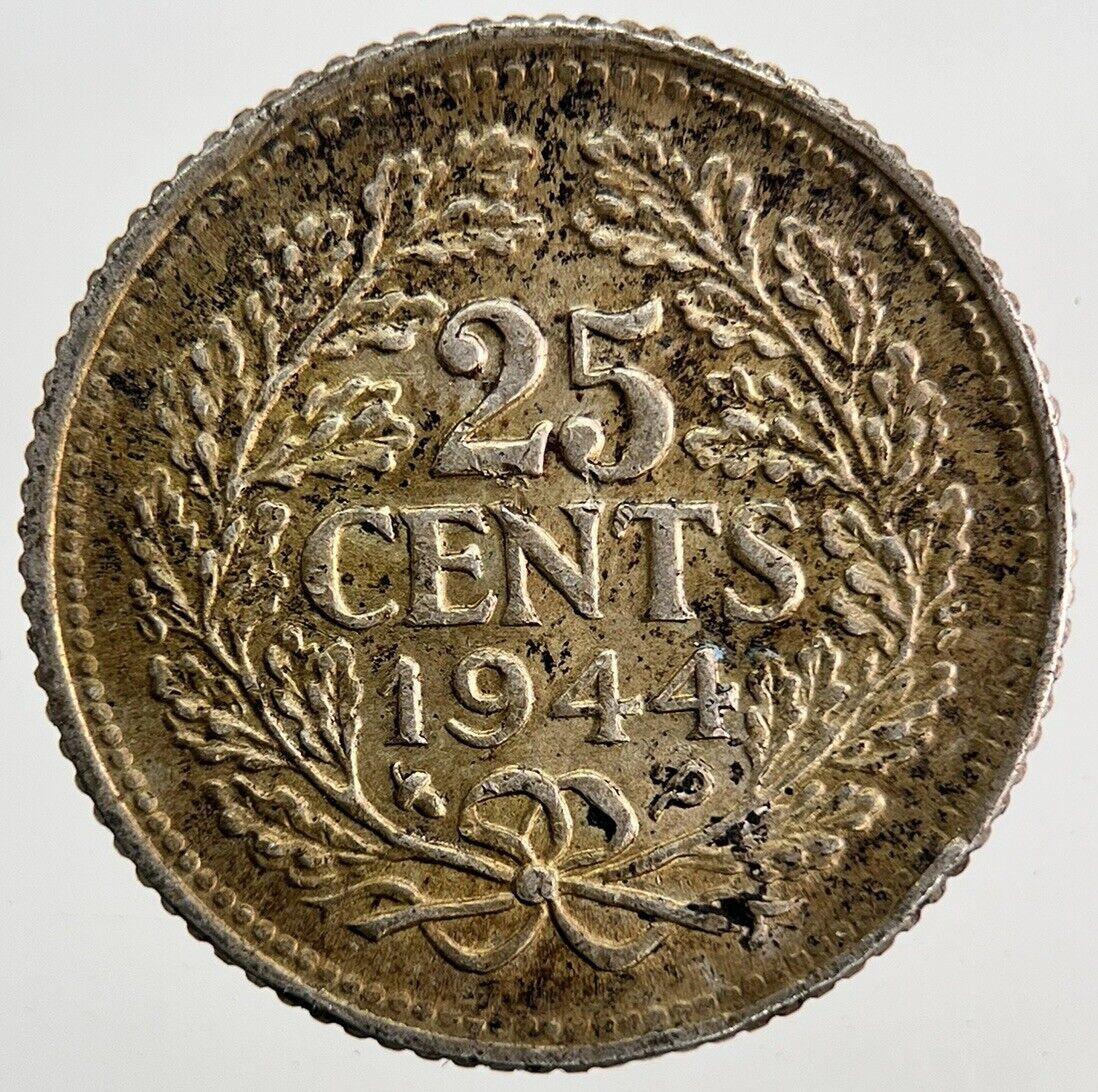 1944 Netherlands 25 Cents Silver Coin | Very High Grade