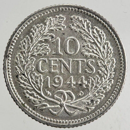 1944 Netherlands 10 Cents Silver Coin | Very High Grade