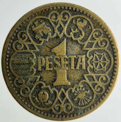 1944 Spain 1 Una Peseta Coin | Fine Collectable Grade