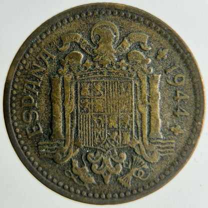 1944 Spain 1 Una Peseta Coin | Fine Collectable Grade