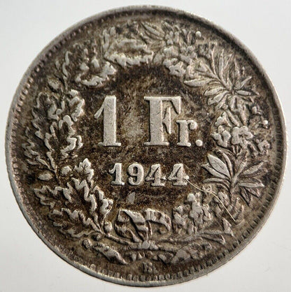 1944 Switzerland Swiss 1 One Franc Silver Coin | Fine Collectable Grade | a7266