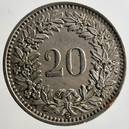 1944 Switzerland Swiss 20 Rappen Coin | Fine Collectable Grade
