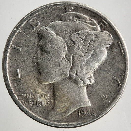 1944 US USA Mercury One Dime Silver Coin | Fine Collectable Grade