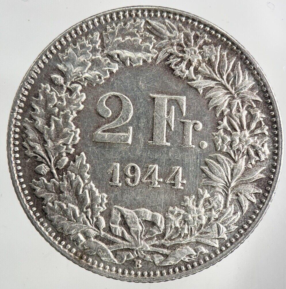 1944 Switzerland Swiss 2 Franc Silver Coin | Fine Collectable Grade