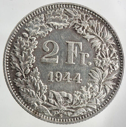 1944 Switzerland Swiss 2 Franc Silver Coin | Fine Collectable Grade