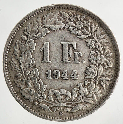 1944 Switzerland Swiss 1 Franc Silver Coin | Fine Collectable Grade