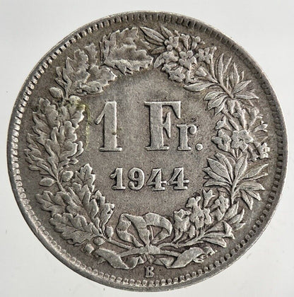 1944 Switzerland Swiss 1 Franc Silver Coin | Fine Collectable Grade