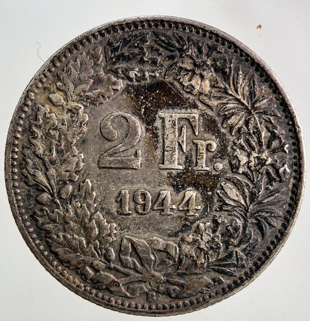 1944 Switzerland Swiss 2 Francs Silver Coin | Fine Collectable Grade