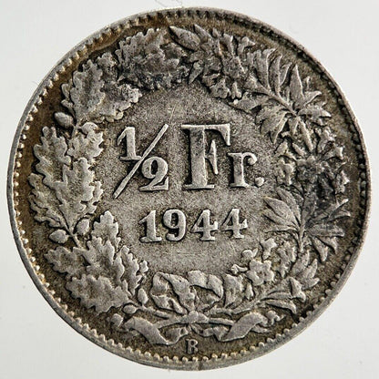 1944 Switzerland Swiss 1/2 Half Franc Silver Coin | Fine Collectable Grade