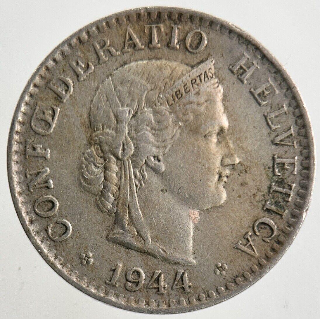 1944 Switzerland Swiss 20 Rappen Coin | Fine Collectable Grade