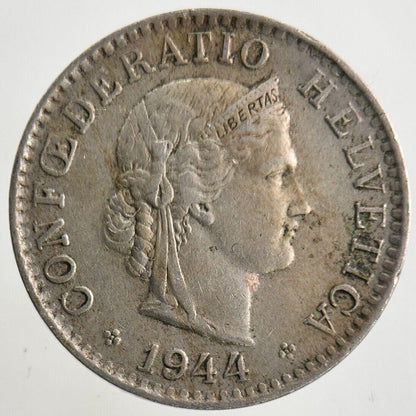 1944 Switzerland Swiss 20 Rappen Coin | Fine Collectable Grade