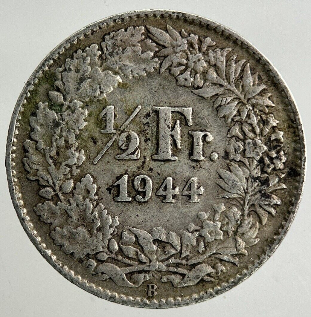 1944 Switzerland Swiss 1/2 Half Franc Silver Coin | Fine Collectable Grade