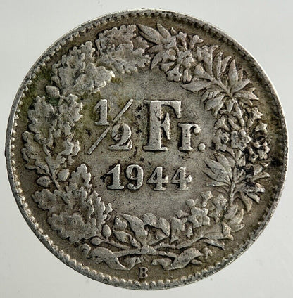 1944 Switzerland Swiss 1/2 Half Franc Silver Coin | Fine Collectable Grade