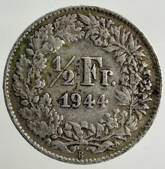 1944 Switzerland Swiss 1/2 Half Franc Silver Coin | Fine Collectable Grade