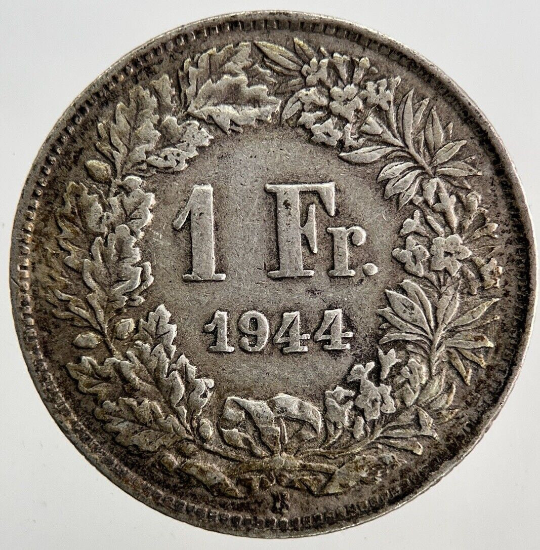 1944 Switzerland 1 One Franc Silver Coin | Fine Collectable Grade