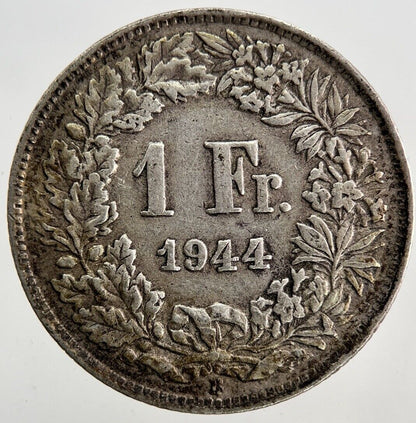 1944 Switzerland 1 One Franc Silver Coin | Fine Collectable Grade
