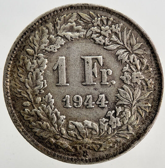1944 Switzerland 1 One Franc Silver Coin | Fine Collectable Grade