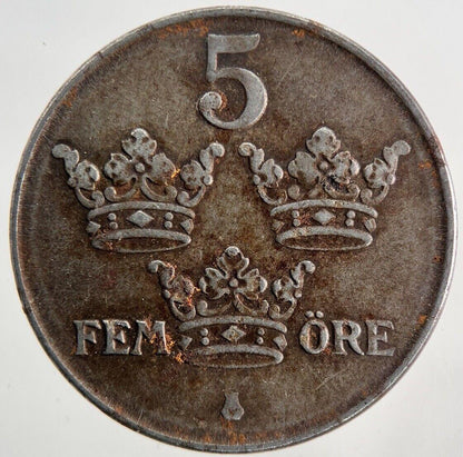 1944 Sweden 5 Ore Coin | Fine Collectable Grade