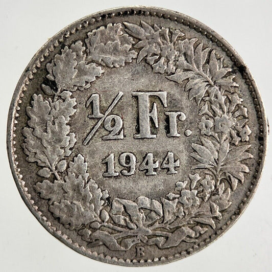 1944 Switzerland Swiss 1/2 Half Franc Silver Coin | Fine Collectable Grade