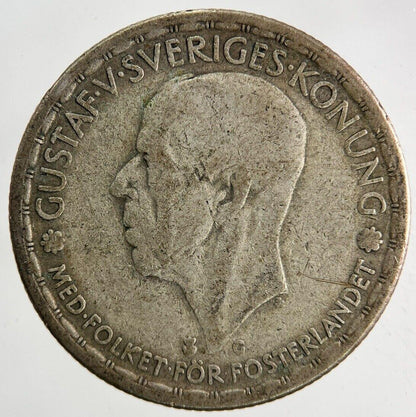 1944 Sweden 1 Krona Silver Coin | Fine Collectable Grade