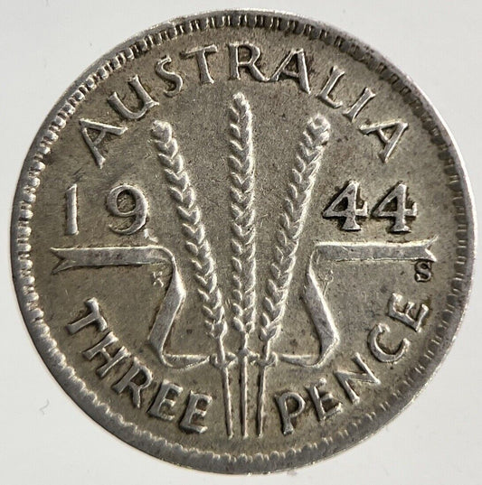 1944-S Australia Threepence Silver Coin | Fine Collectable Grade