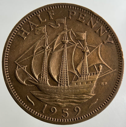 1959 Elizabeth II 2nd Half-Penny Coin | Fine Collectable Grade