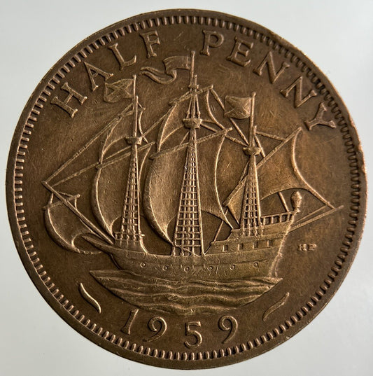 1959 Elizabeth II 2nd Half-Penny Coin | Fine Collectable Grade