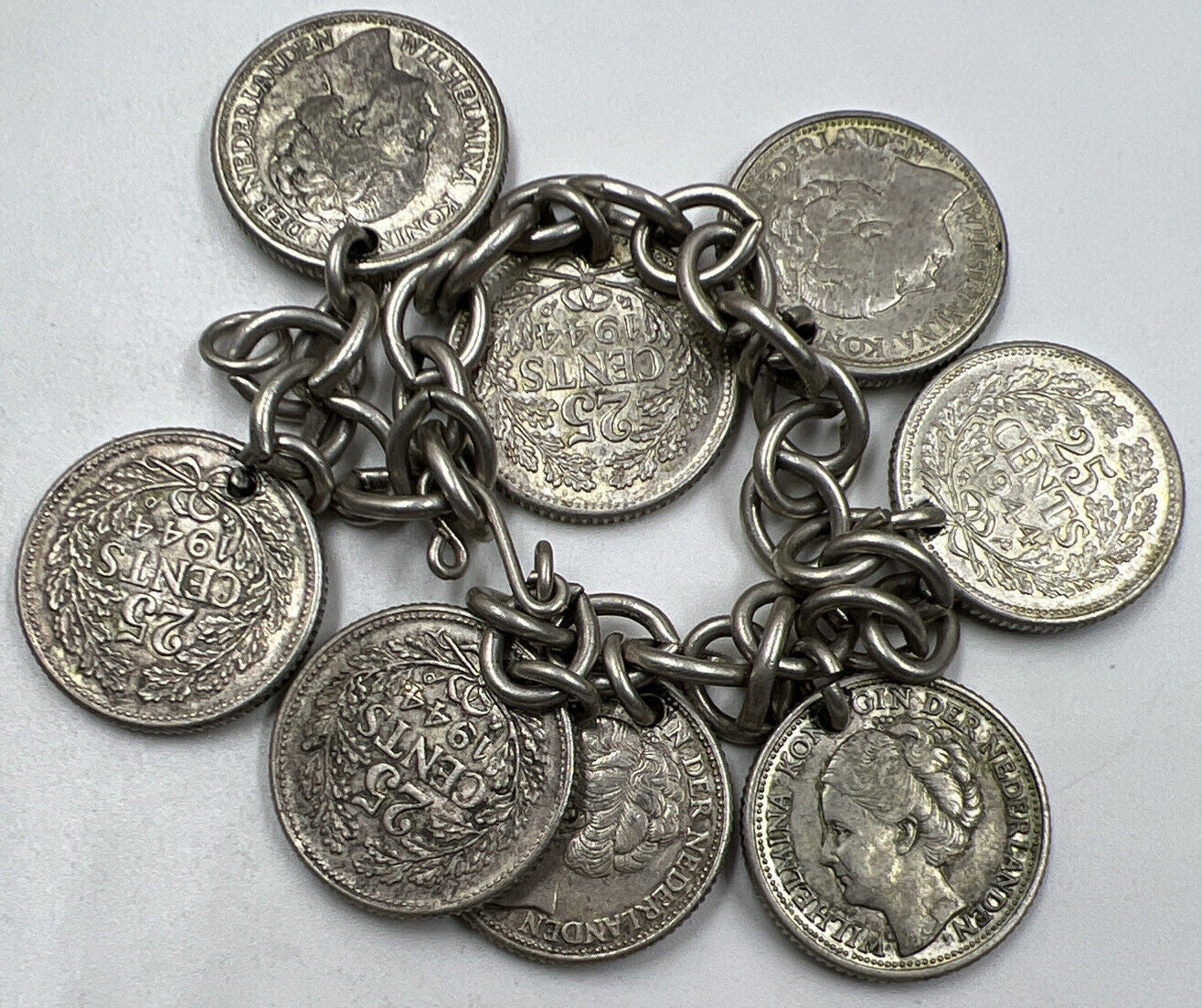 1944 x8 Chained 25 Cents | Netherlands Silver Coins | Collectable Grades | a979