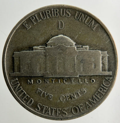 1944-D US USA Jefferson Nickel Silver Coin | Fine Collectable Grade