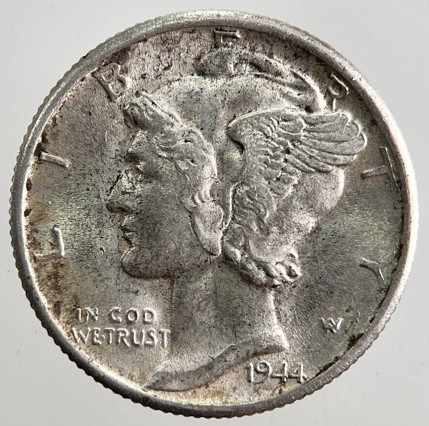 1944-S US USA Mercury Dime Silver Coin | Very High Grade
