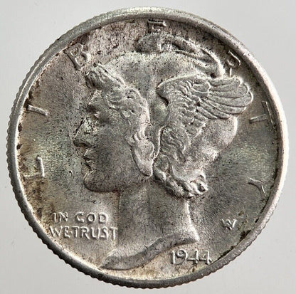 1944-S US USA Mercury Dime Silver Coin | Very High Grade