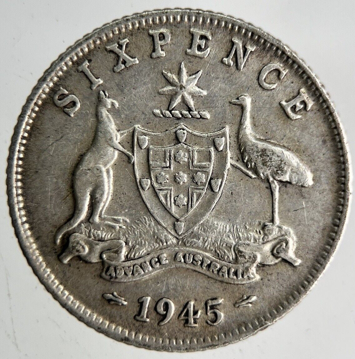 1945 Australia Sixpence Silver Coin | Fine Collectable Grade
