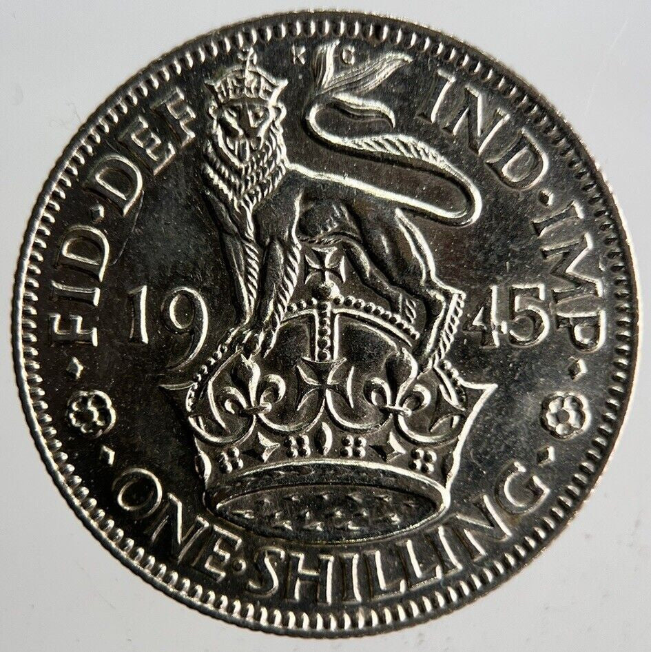 1945 British Silver Shilling Coin | Very High Grade | a4182