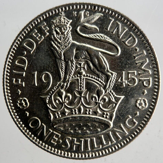 1945 British Silver Shilling Coin | Very High Grade | a4182