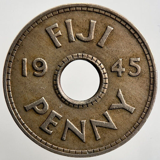 1945 Fiji 1 One Penny Coin | Fine Collectable Grade | a2118