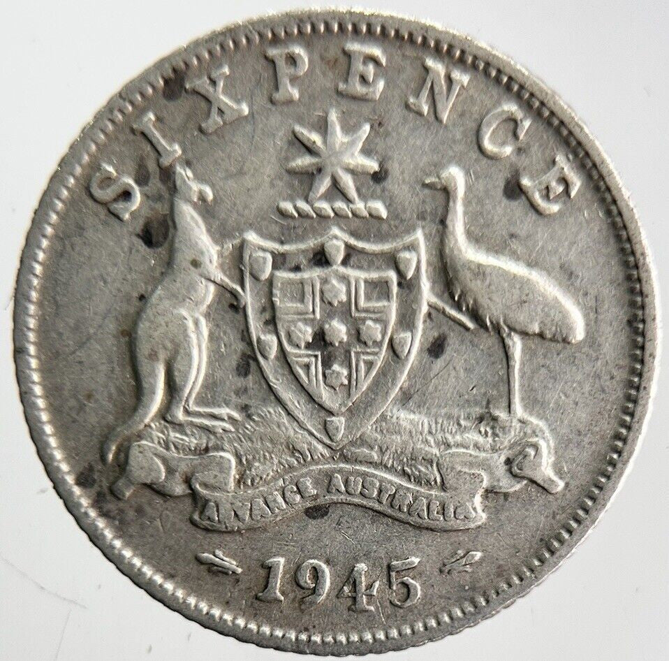 1945 Australia Sixpence Silver Coin | Fine Collectable Grade | a4620