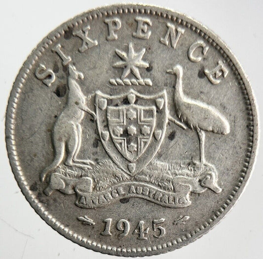 1945 Australia Sixpence Silver Coin | Fine Collectable Grade | a4620