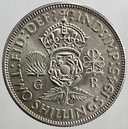 1945 George VI Florin Silver Coin | Very Fine Grade | a6012