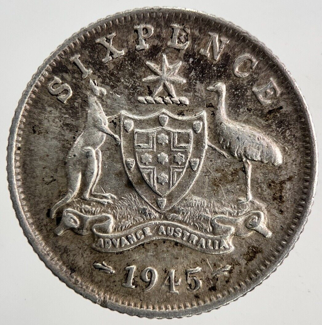 1945 Australia Sixpence Silver Coin | Very High Grade