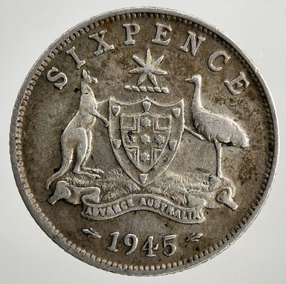 1945 Australia Sixpence Silver Coin | Very High Grade