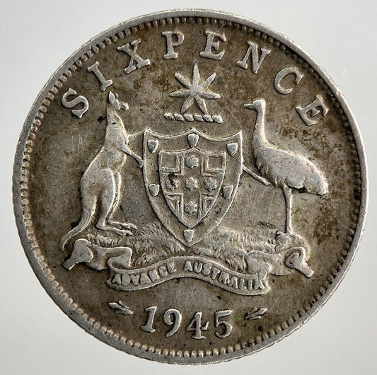1945 Australia Sixpence Silver Coin | Very High Grade