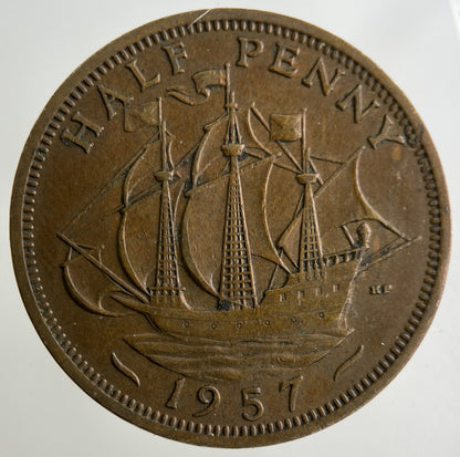 1957 Elizabeth II 2nd Half-Penny Coin | Fine Collectable Grade